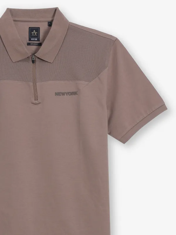 ARROW plain brown cotton t-shirt