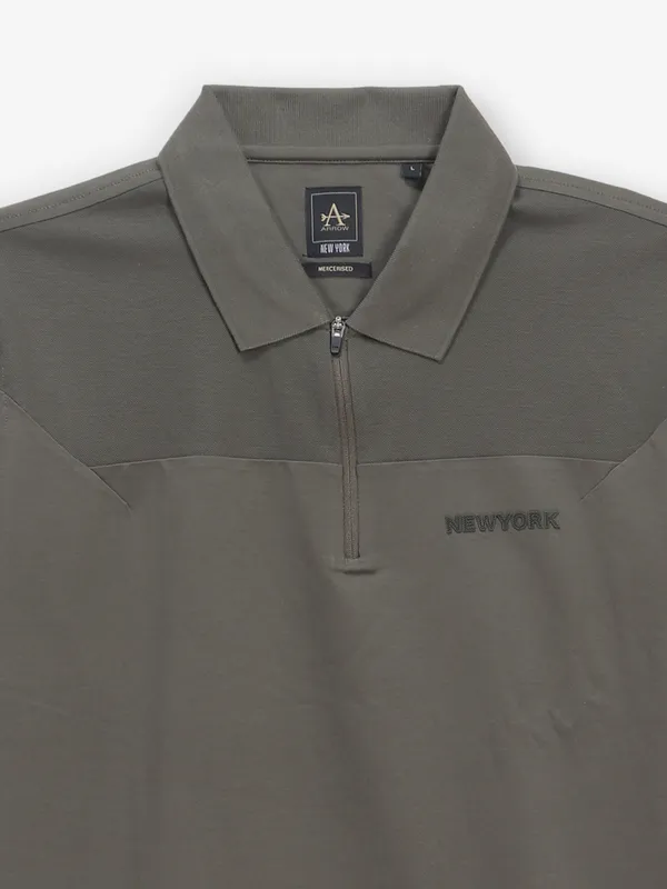 ARROW plain dark olive cotton t-shirt
