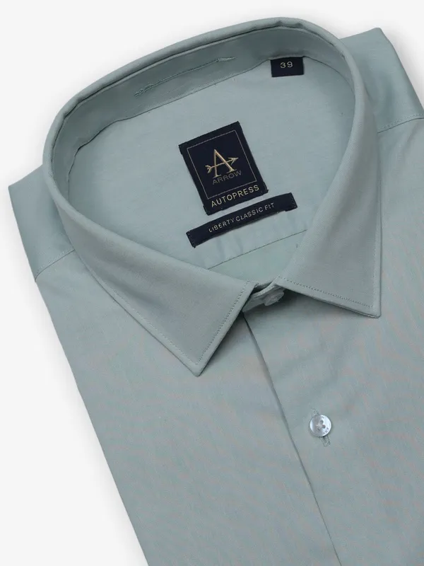 ARROW plain light green cotton shirt