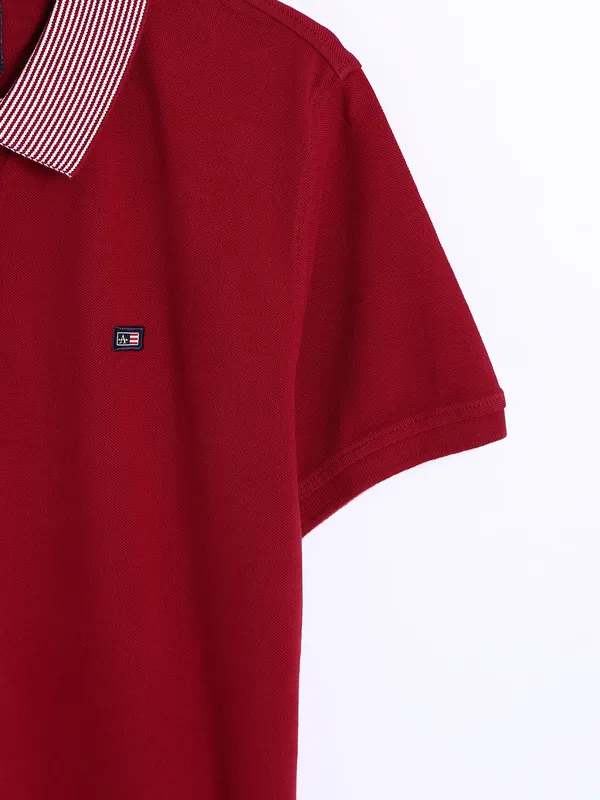 Arrow plain maroon cotton t shirt
