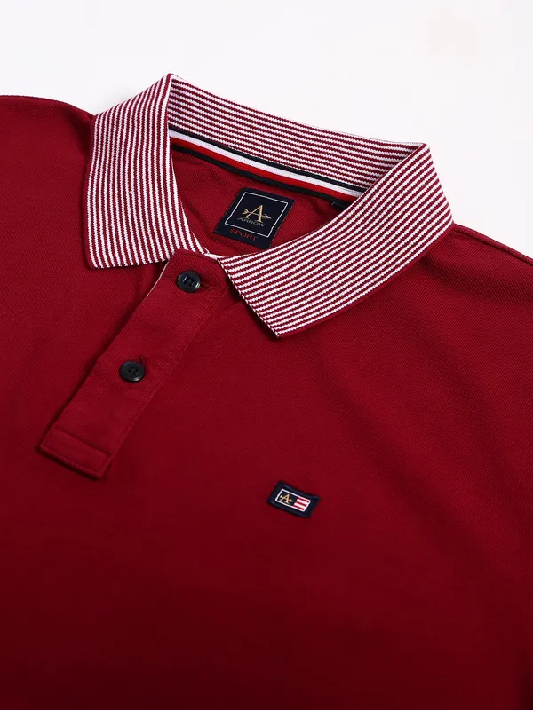 Arrow plain maroon cotton t shirt