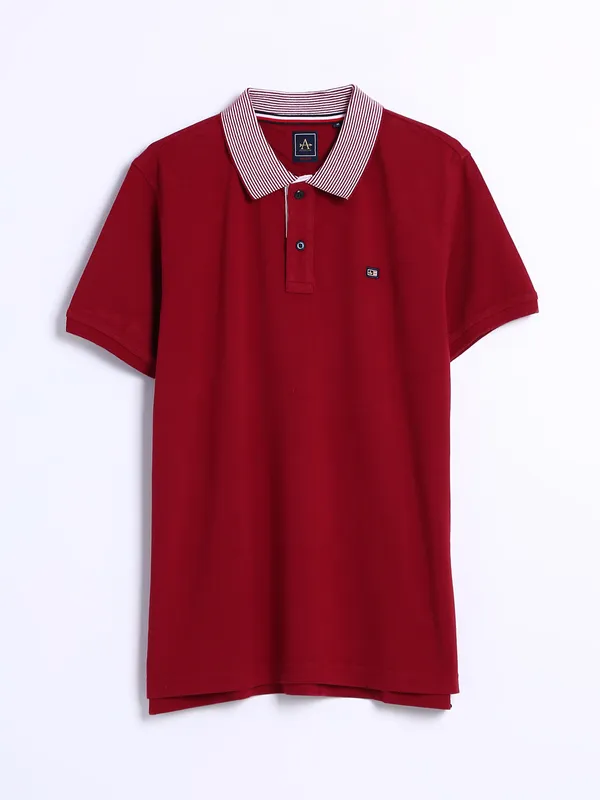 Arrow plain maroon cotton t shirt