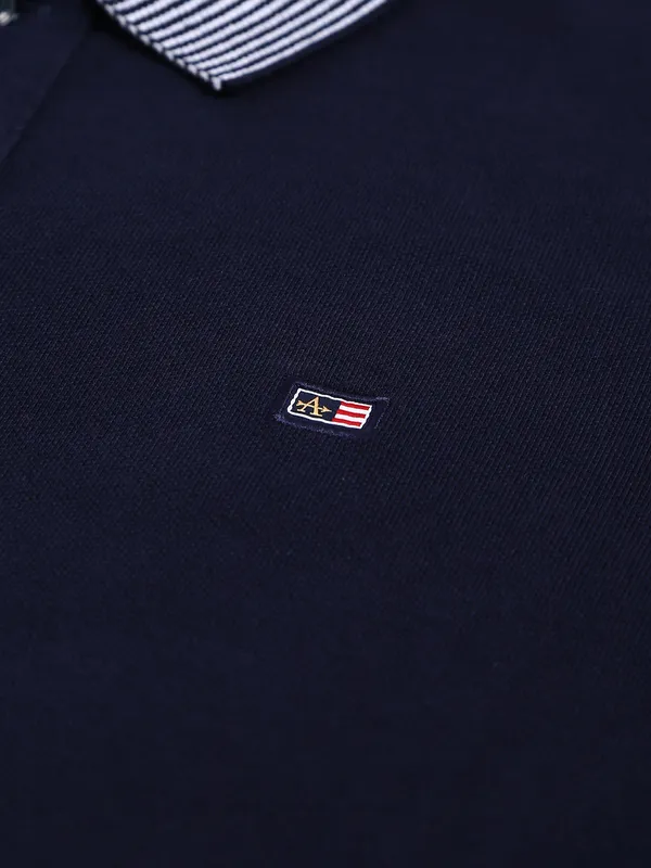 Arrow plain navy cotton polo t shirt