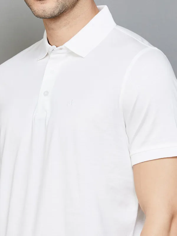 ARROW  plain white cotton casual slim fit t-shirt