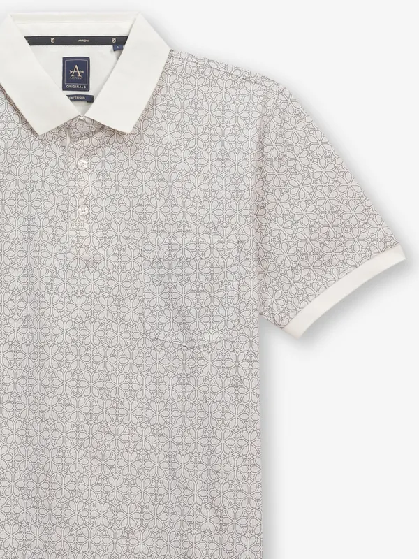 ARROW printed beige cotton polo t-shirt