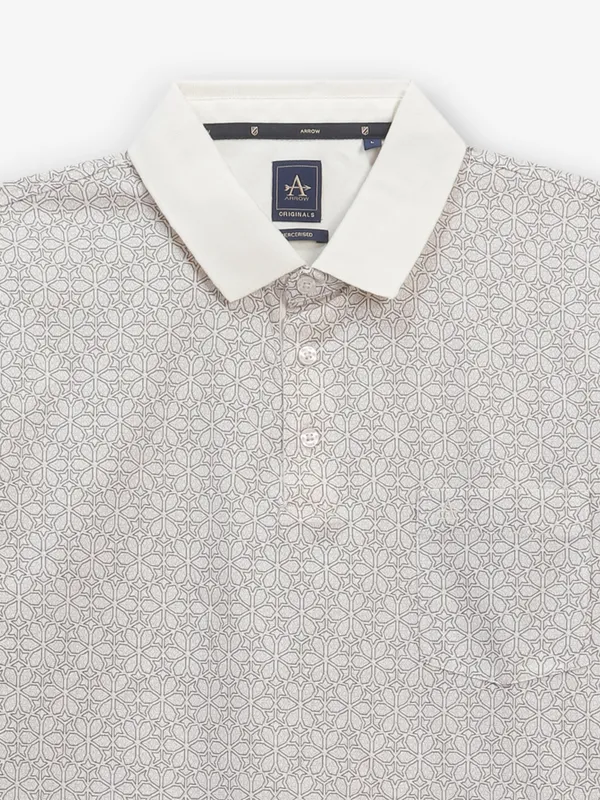 ARROW printed beige cotton polo t-shirt