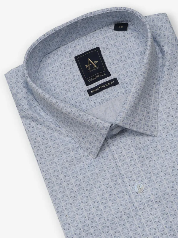 ARROW printed blue cotton shirt