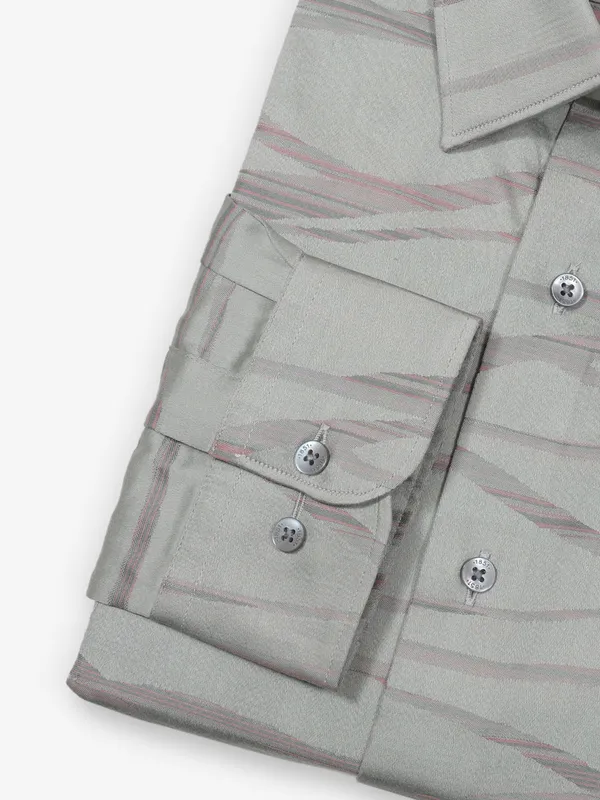 ARROW printed grey slim fit formal shirt