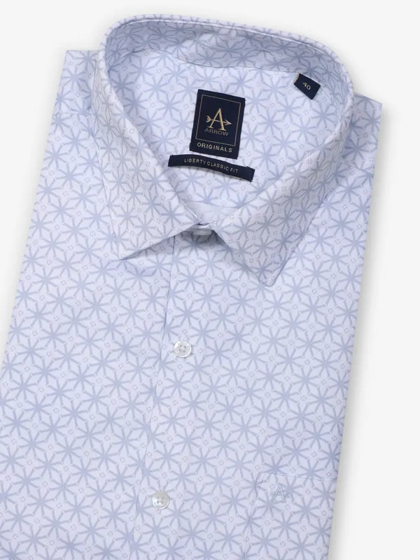 ARROW printed light blue formal wear shirt