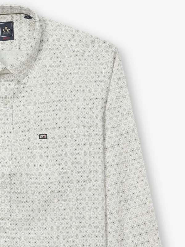 ARROW printed off white slim fit casual wear shirt