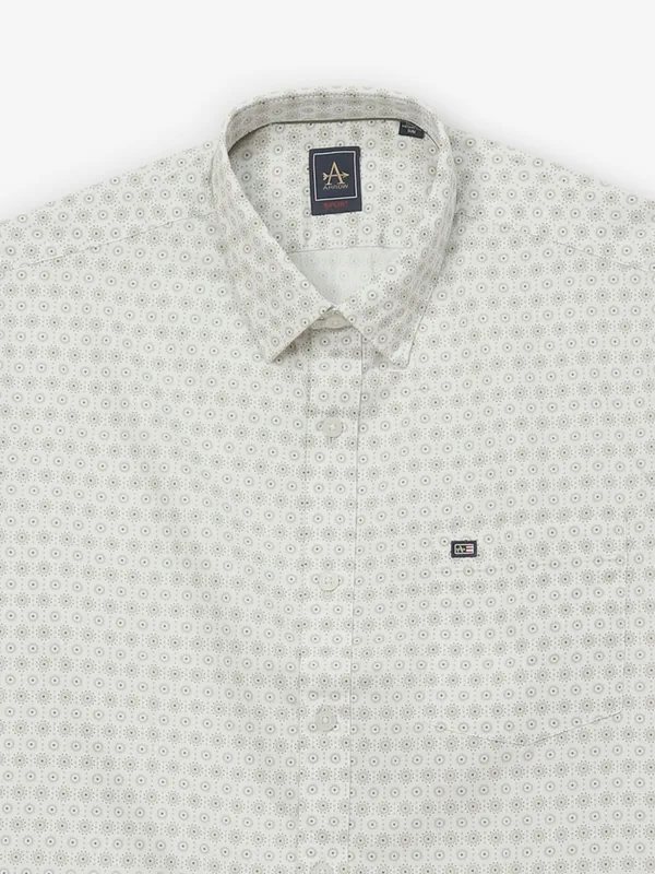 ARROW printed off white slim fit casual wear shirt
