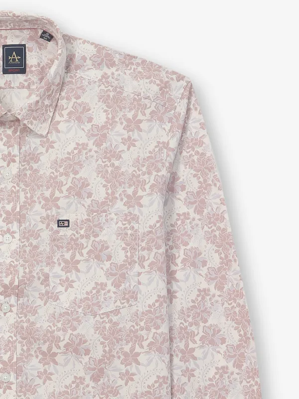 ARROW printed pink cotton casual wear shirt
