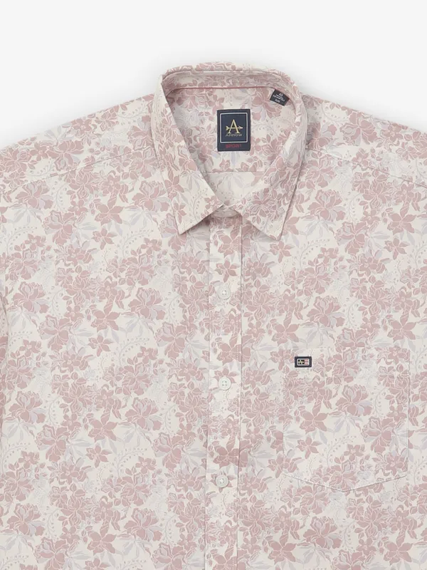 ARROW printed pink cotton casual wear shirt
