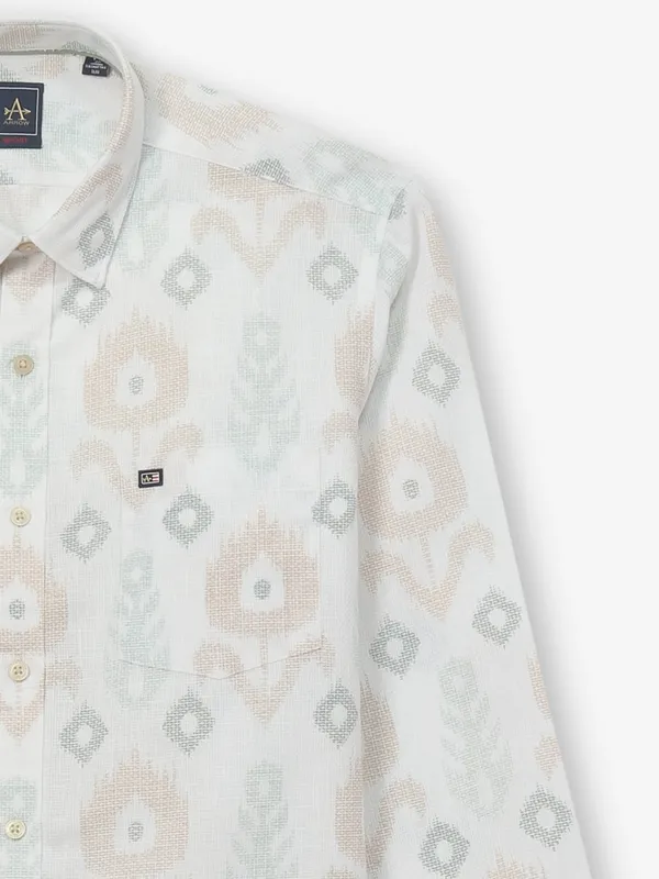 ARROW printed white mens casual shirt