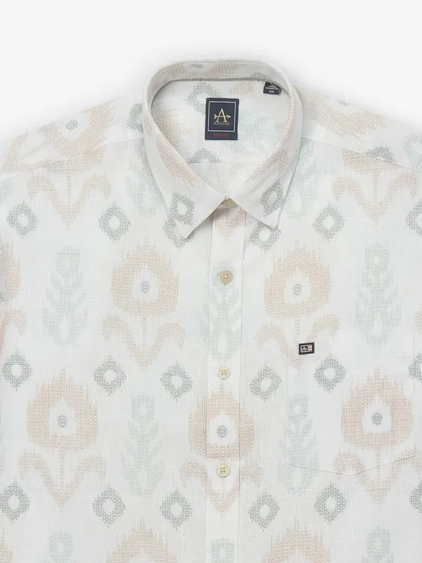 ARROW printed white mens casual shirt