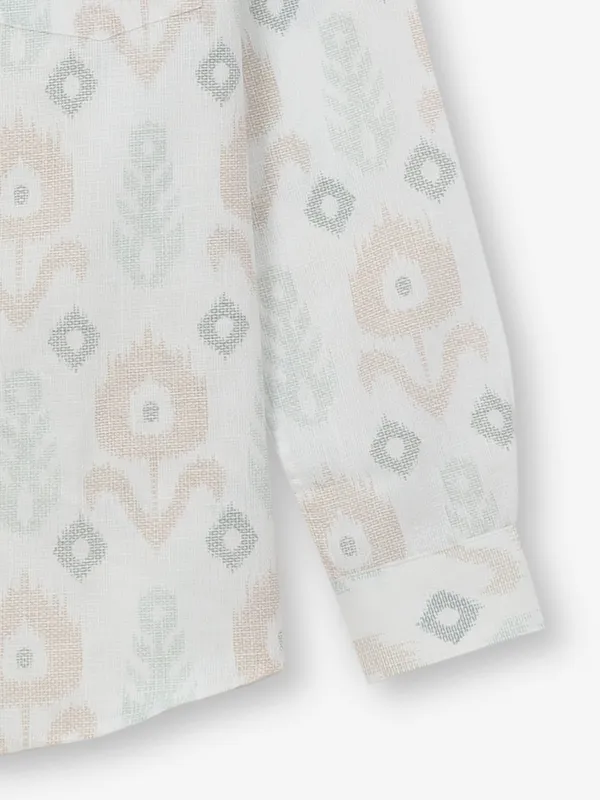 ARROW printed white mens casual shirt