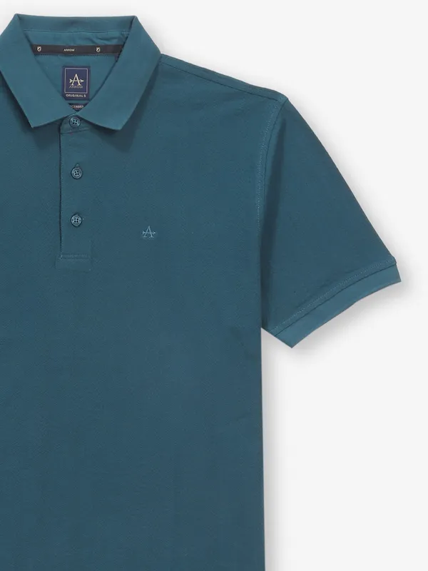 ARROW rama blue texture cotton polo t-shirt