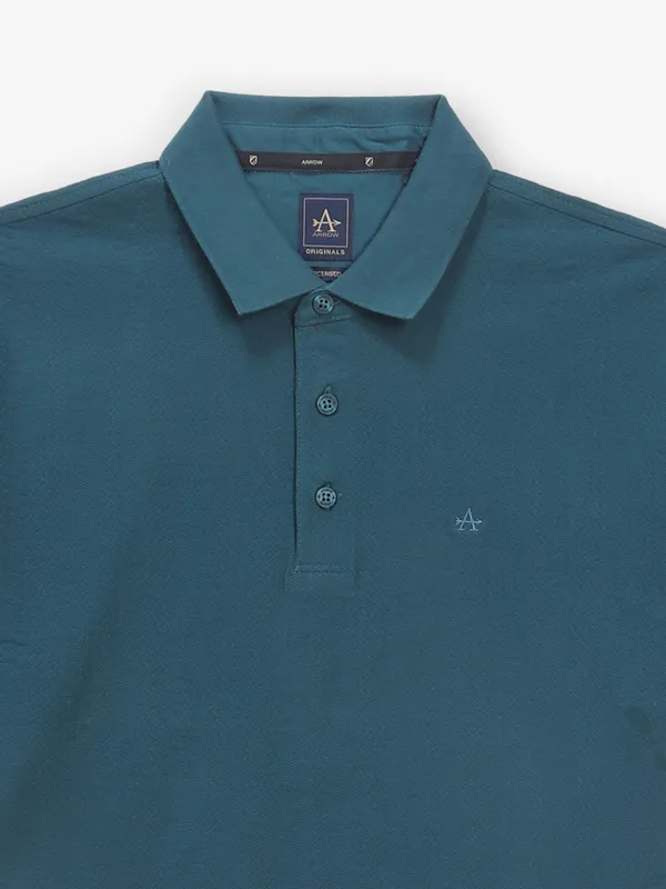 ARROW rama blue texture cotton polo t-shirt