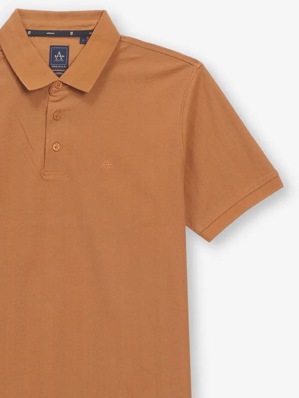 ARROW rust orange textured cotton t-shirt