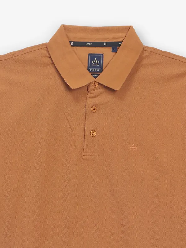 ARROW rust orange textured cotton t-shirt