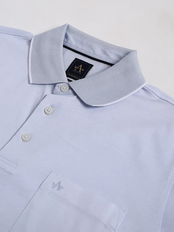 Arrow sky blue plain cotton t shirt