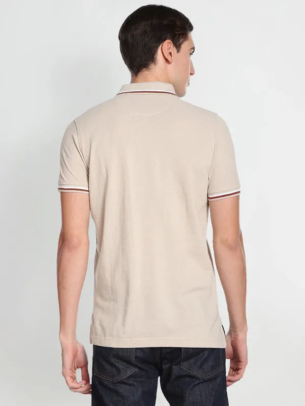 Arrow slim fit cotton t shirt in beige