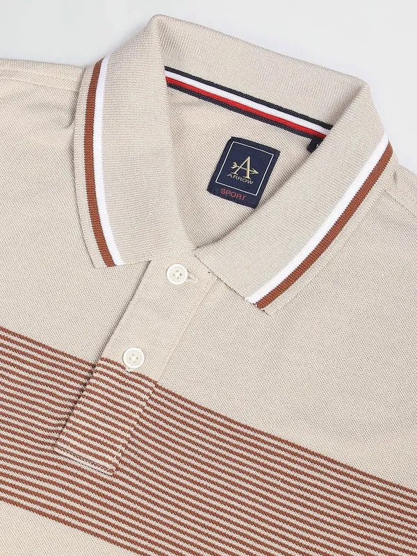 Arrow slim fit cotton t shirt in beige