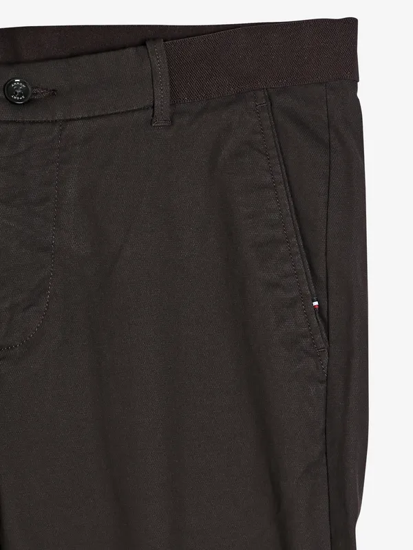 Arrow solid brown cotton trouser