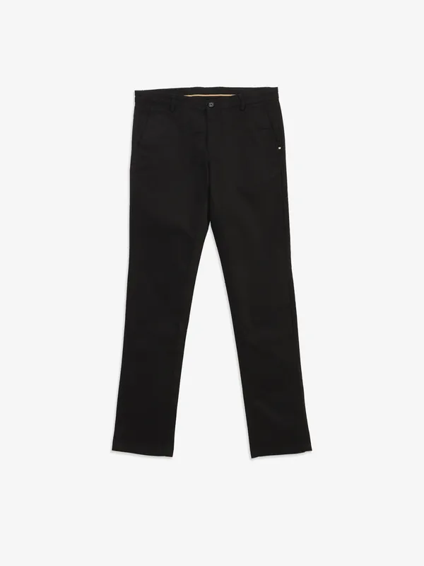 ARROW solid cotton black trouser