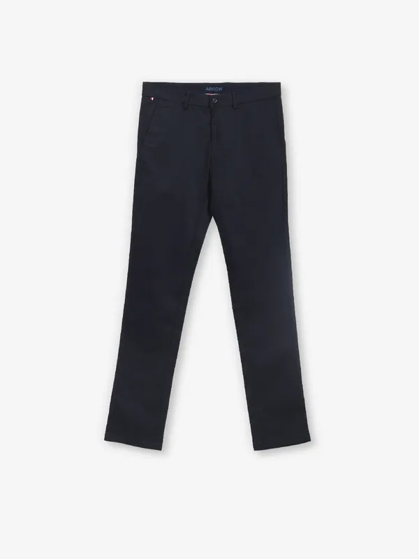 ARROW solid navy cotton trouser