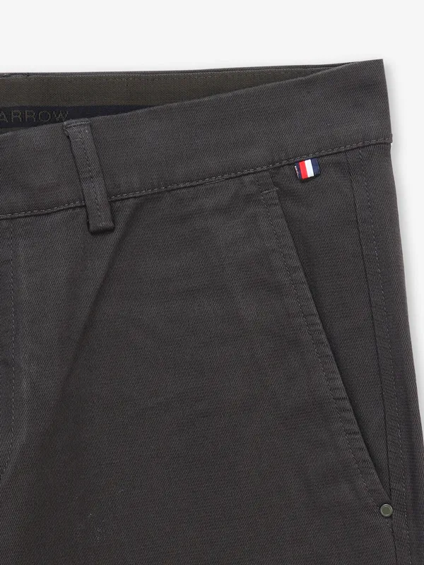 ARROW solid olive trouser in cotton