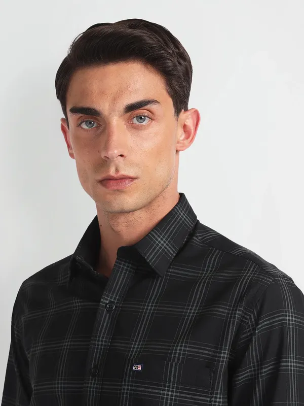 ARROW SPORT black checks cotton shirt