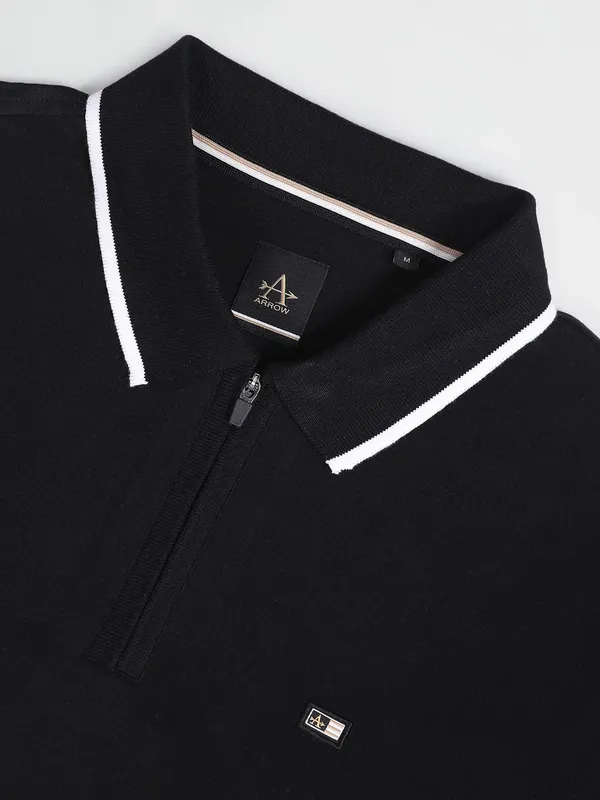 ARROW SPORT black plain cotton t-shirt