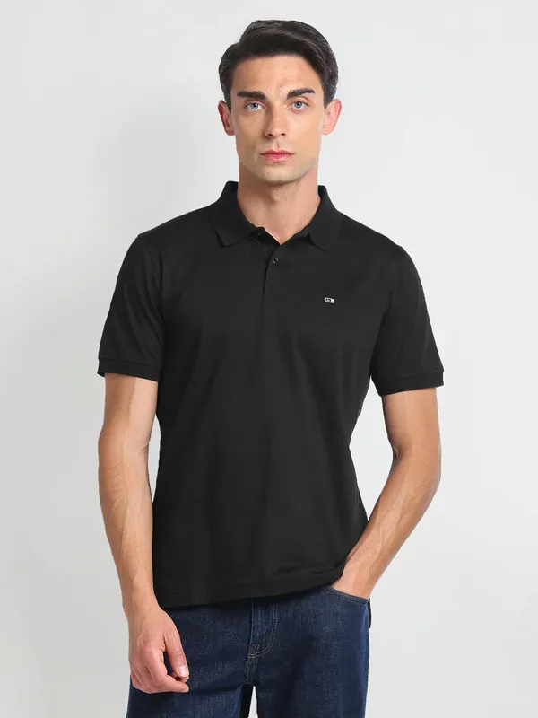 ARROW SPORT black plain polo t-shirt