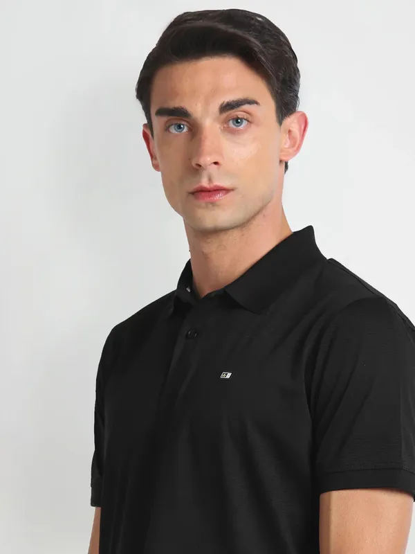 ARROW SPORT black plain polo t-shirt