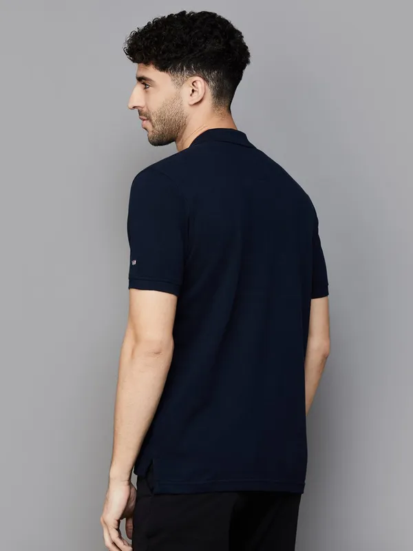 ARROW SPORT color block pattern navy cotton t-shirt