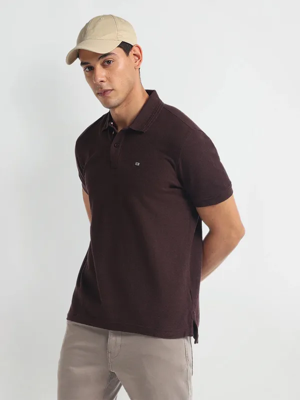 ARROW SPORT dark brown cotton t-shirt