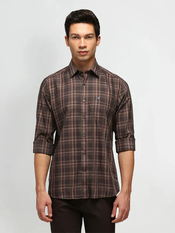 ARROW SPORT mens coffee cotton shirt for casual