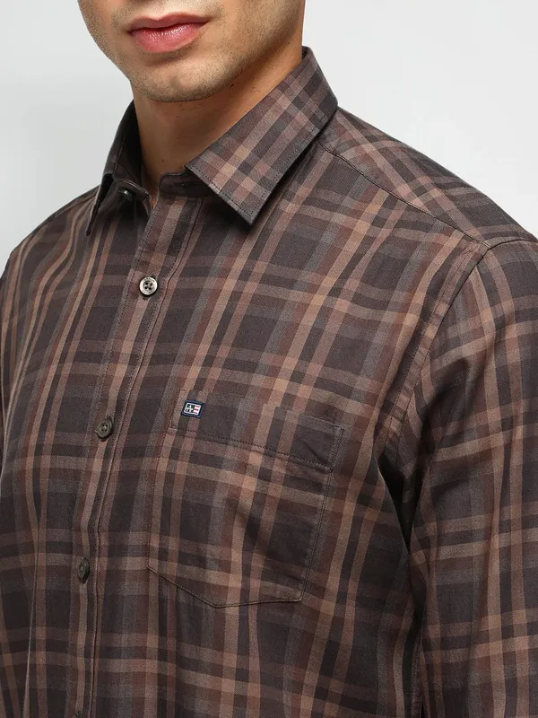 ARROW SPORT mens coffee cotton shirt for casual