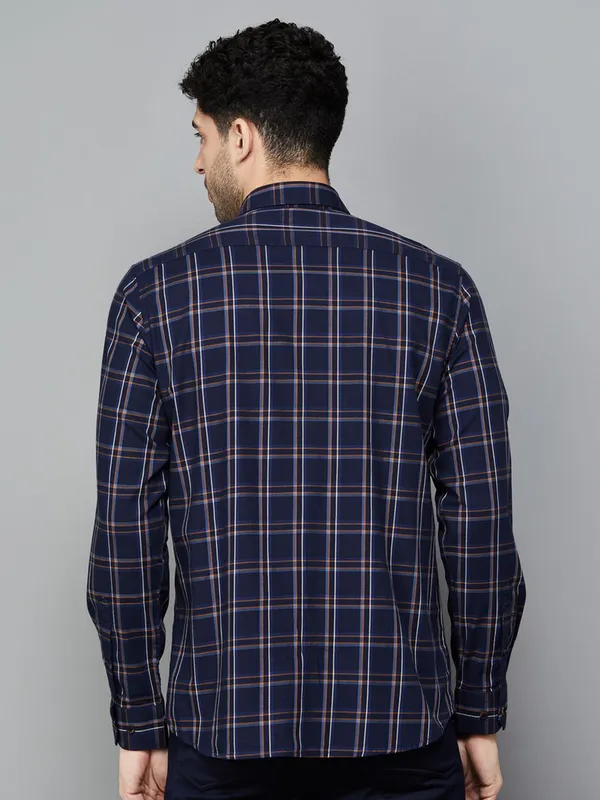 ARROW SPORT navy cotton casual check shirt for men