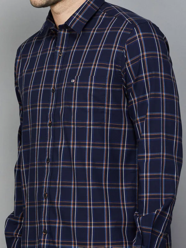 ARROW SPORT navy cotton casual check shirt for men