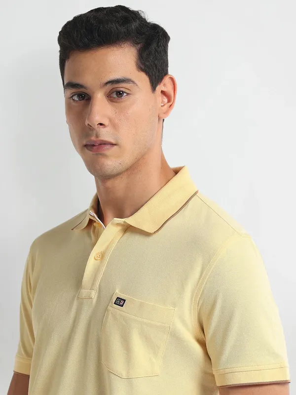 ARROW SPORT new lime cotton plain polo t-shirt