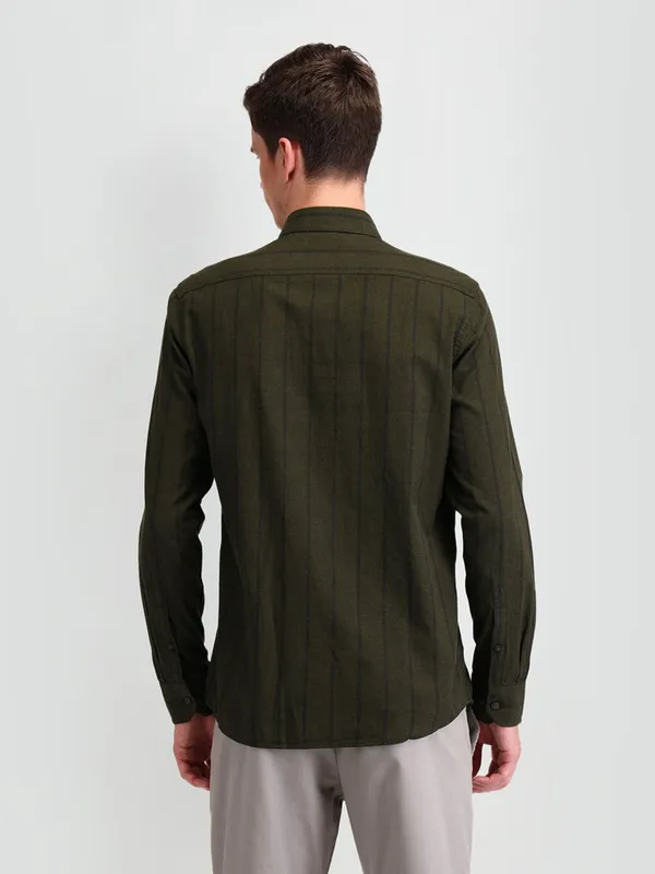 ARROW SPORT olive stripe shirt for men