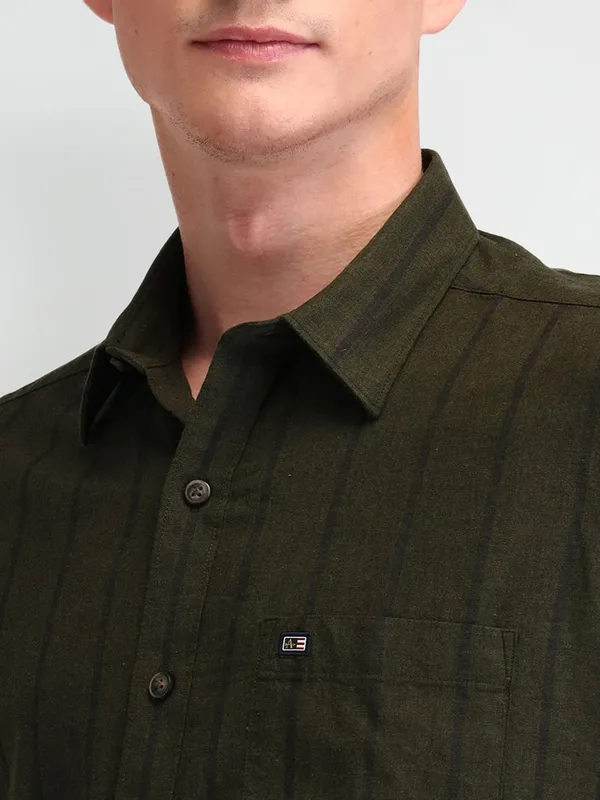 ARROW SPORT olive stripe shirt for men