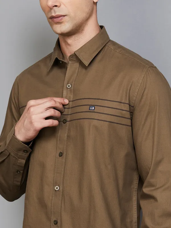 ARROW SPORT plain brown casual shirt for men