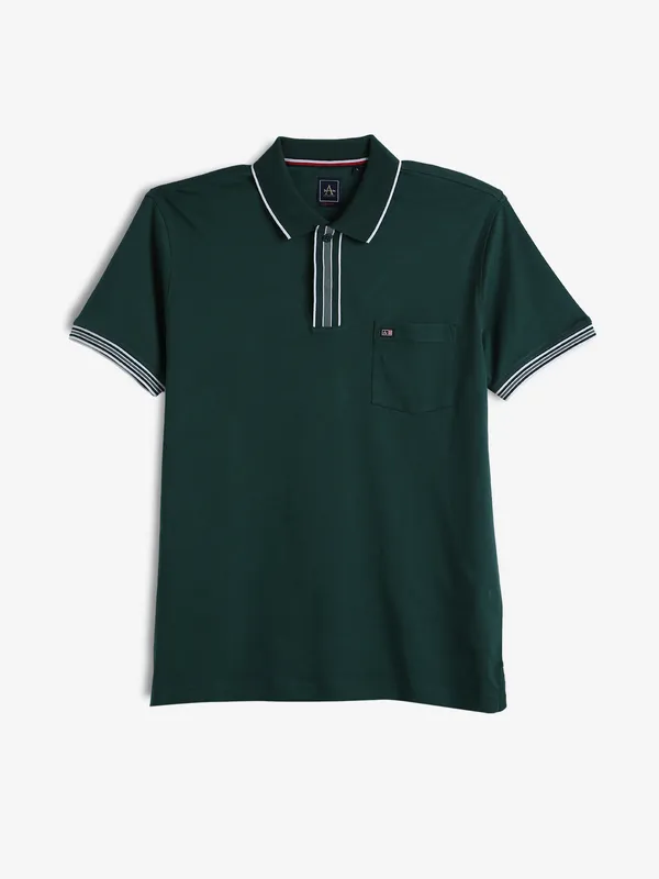 ARROW SPORT plain dark green cotton polo t-shirt