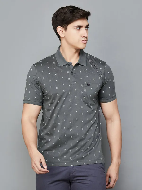 ARROW SPORT printed grey polo t-shirt