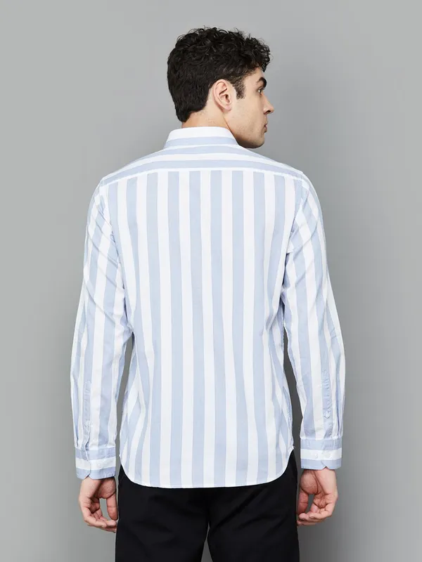ARROW SPORT sky blue striped cotton casual shirt