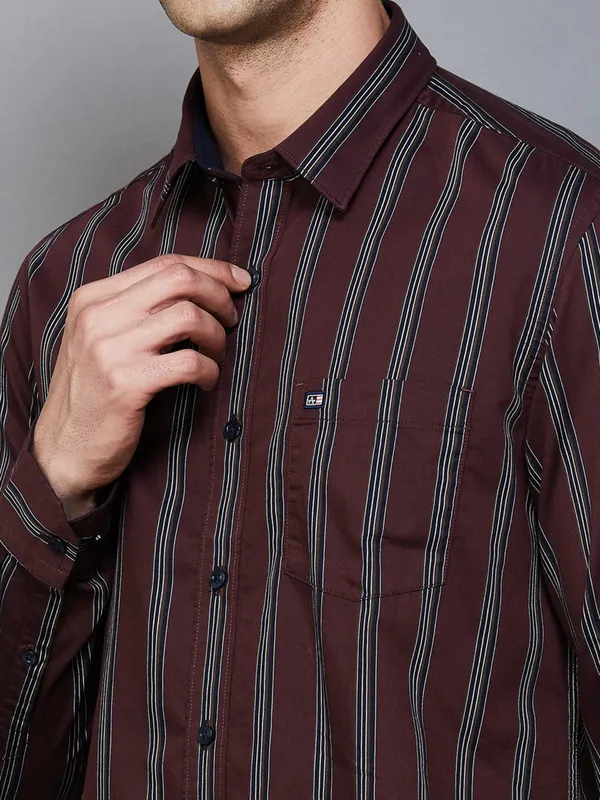 ARROW SPORT striped maroon casual shirt for men