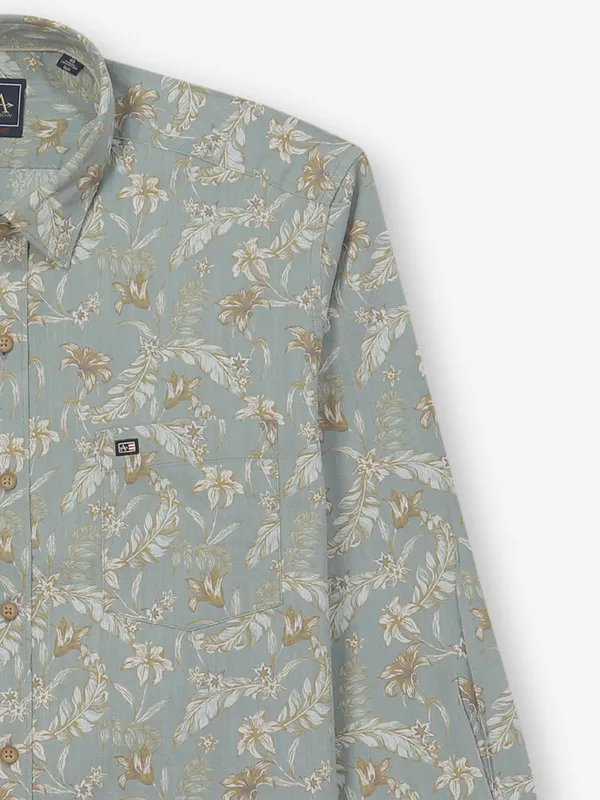 ARROW stone grey printed cotton shirt
